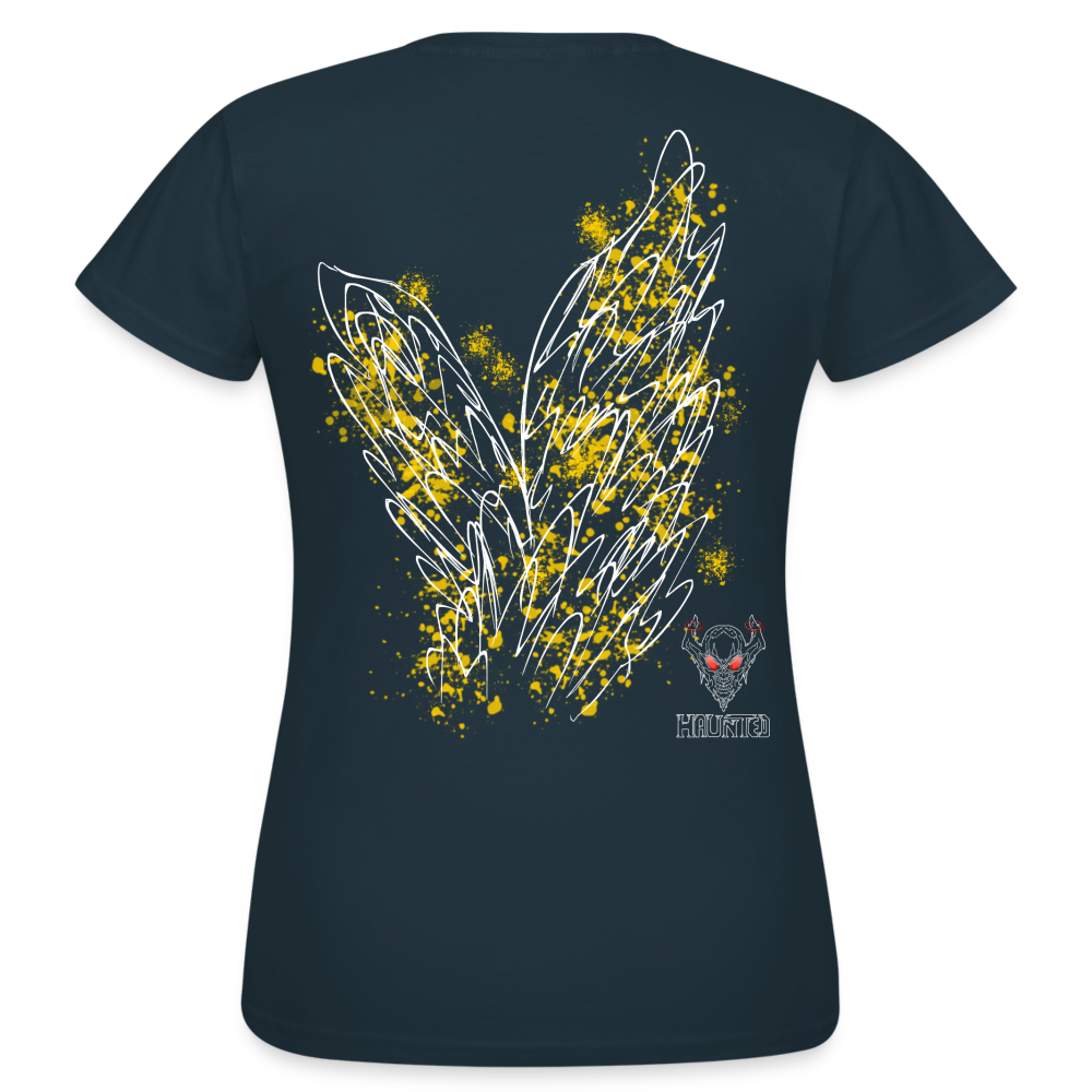Women T-Shirt Yellow Wings - Navy