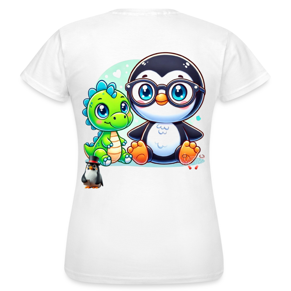 Women T-Shirt KasPenguin with Dinosaur - Weiß