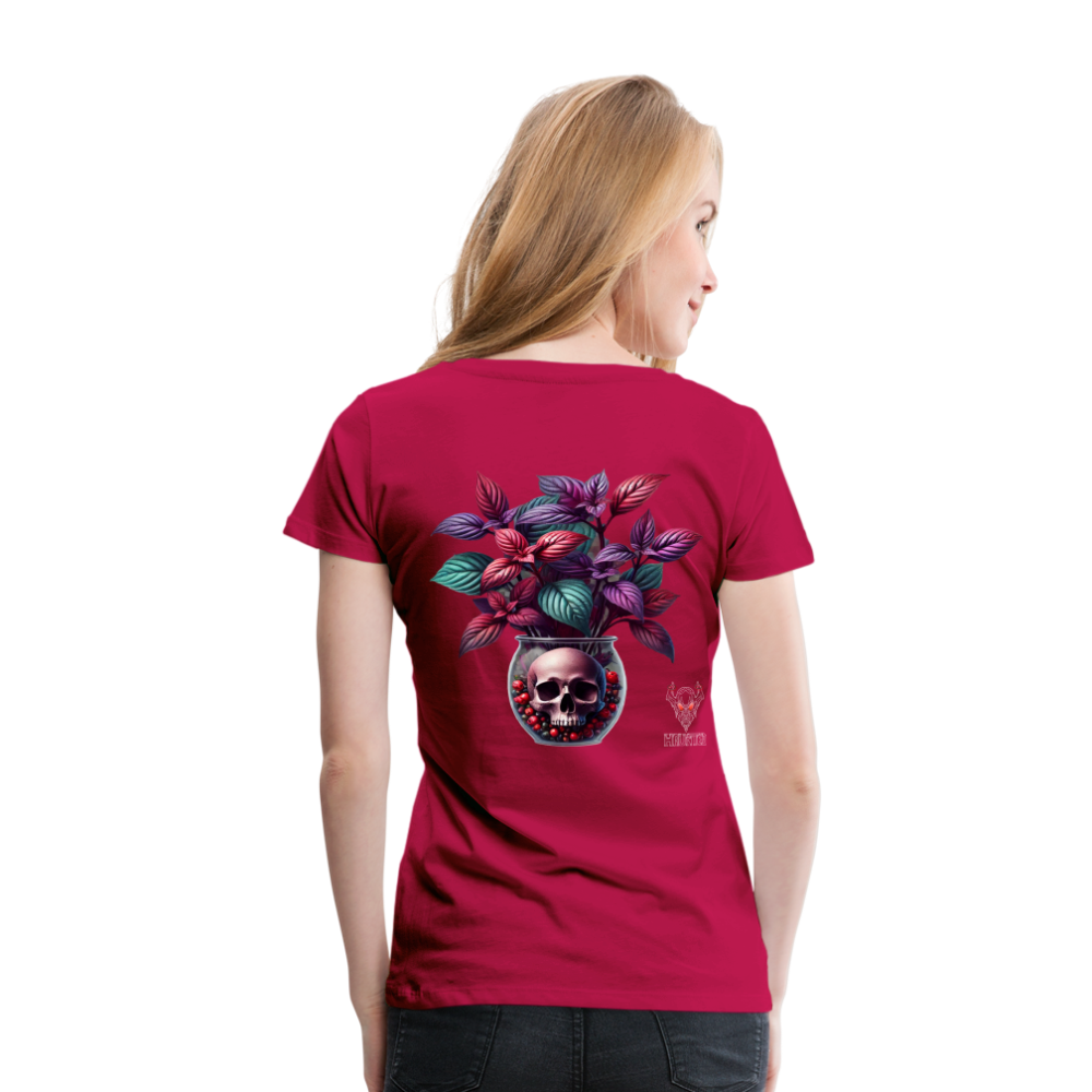 Woman T-Shirt Skull Bloom Vase - dunkles Pink