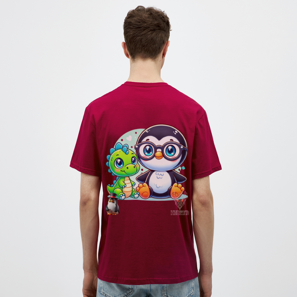 Men T-Shirt KasPenguin with Dinosaur - Ziegelrot