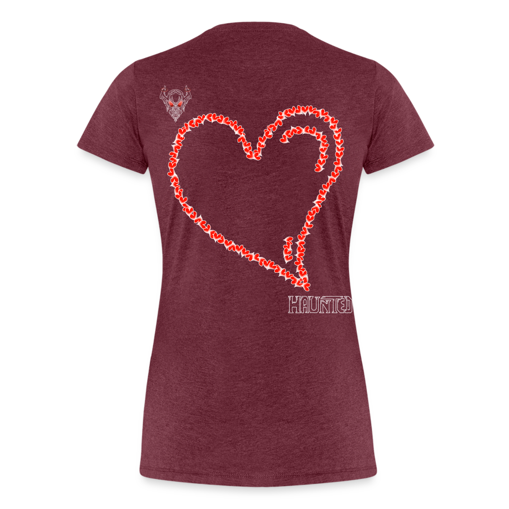 Woman T-Shirt Hearts Light - Bordeauxrot meliert