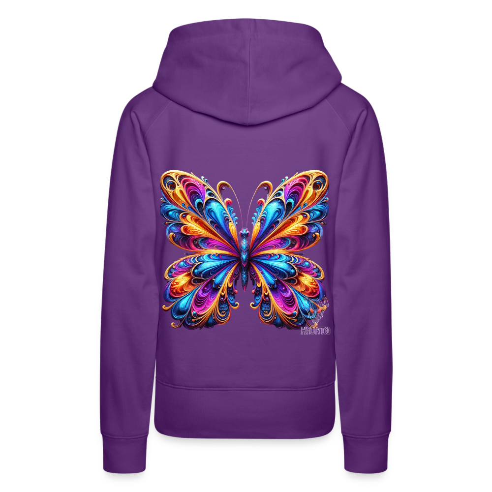 Woman Hoodie Vibrant Butterfly Elegance - Purple
