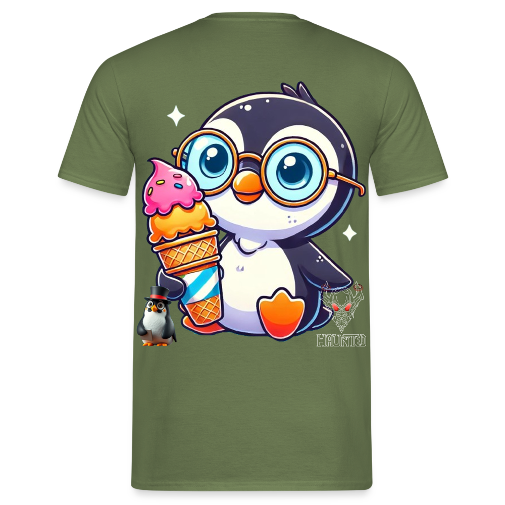Men T-Shirt KasPenguin with Ice - Militärgrün