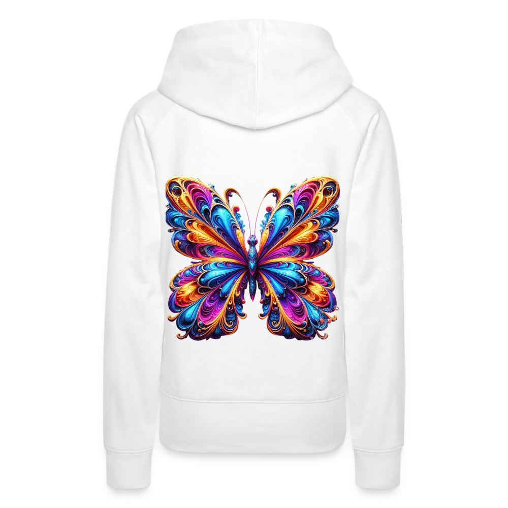 Woman Hoodie Vibrant Butterfly Elegance - Weiß
