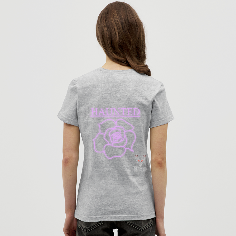 Women T-Shirt Light Pink Neon Rose - Grau meliert