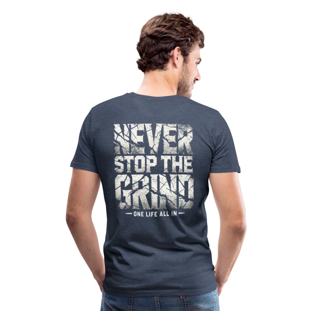 Men T-Shirt Never Stop The Grind - Blau meliert