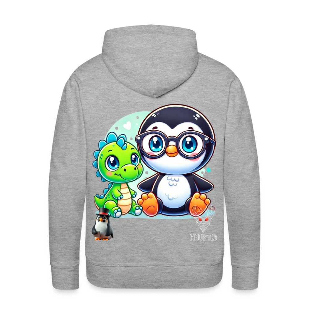 Men Hoodie KasPenguin with Dinosaur - Grau meliert