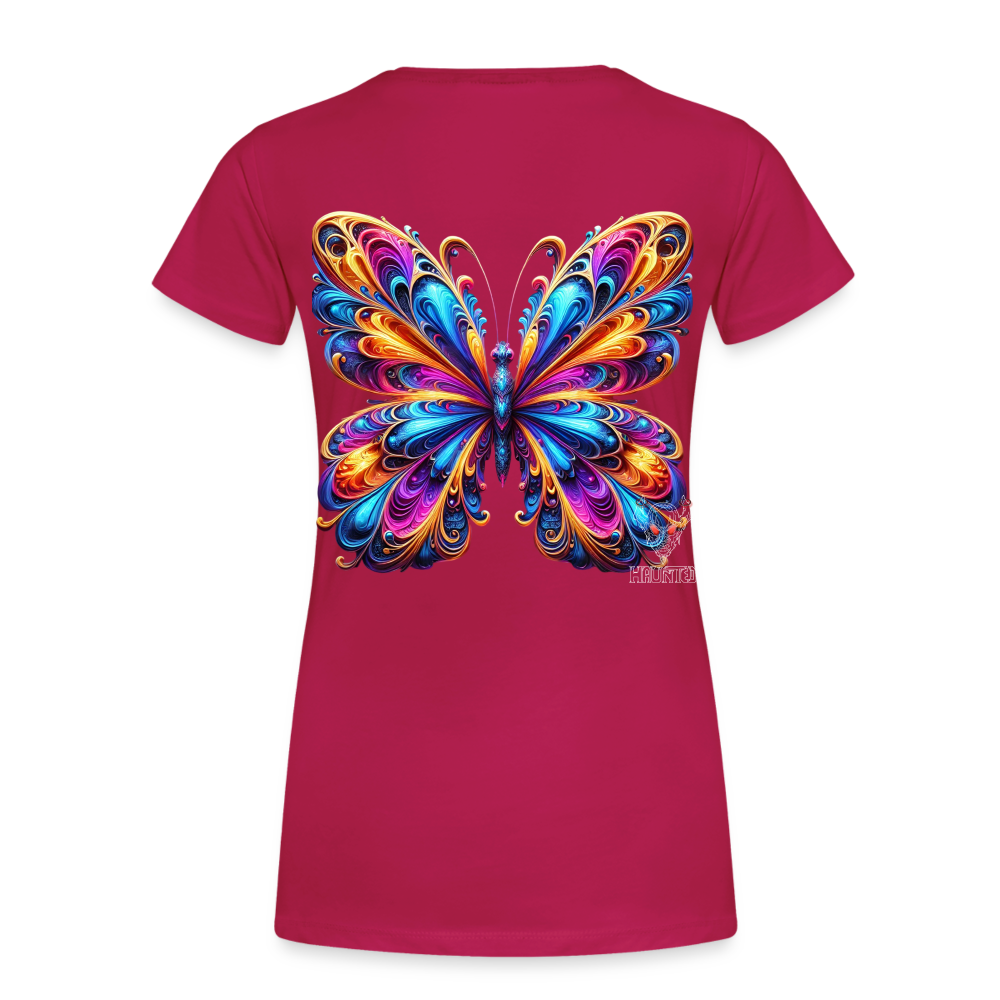 Woman T-Shirt Vibrant Butterfly Elegance - dunkles Pink