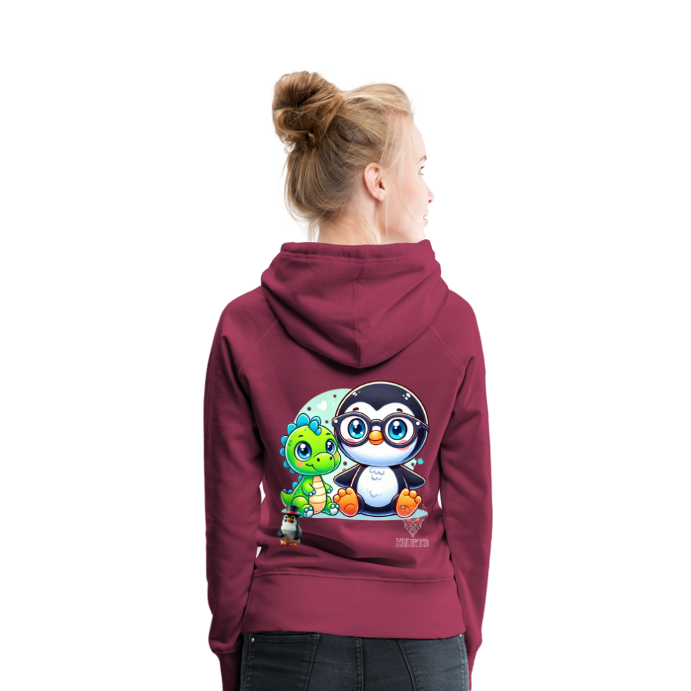 Women Hoodie KasPenguin with Dinosaur - Bordeaux