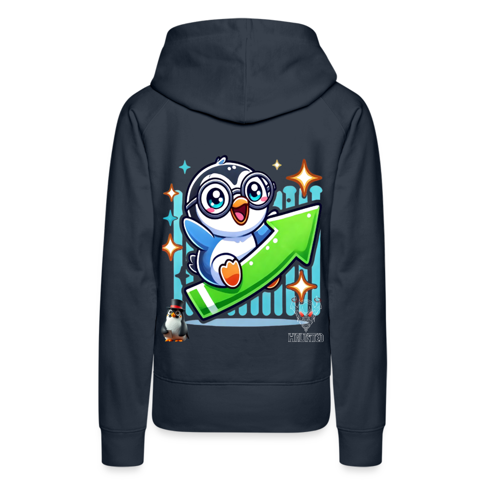 Women Hoodie KasPenguin Riding the Trend - Navy