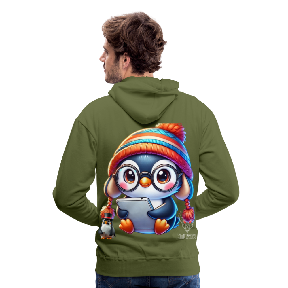 Men Hoodie KasPenguin with Pad - Olivgrün