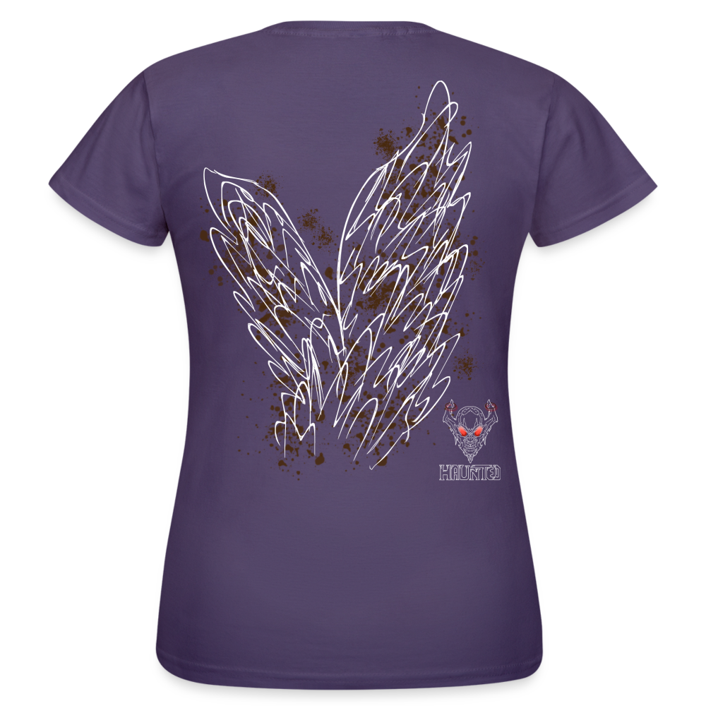 Women T-Shirt Brown Wings - Dunkellila