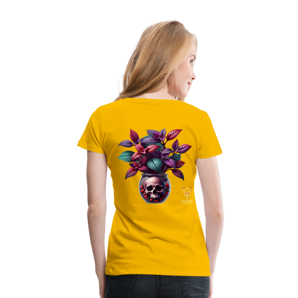 Woman T-Shirt Skull Bloom Vase - Sonnengelb