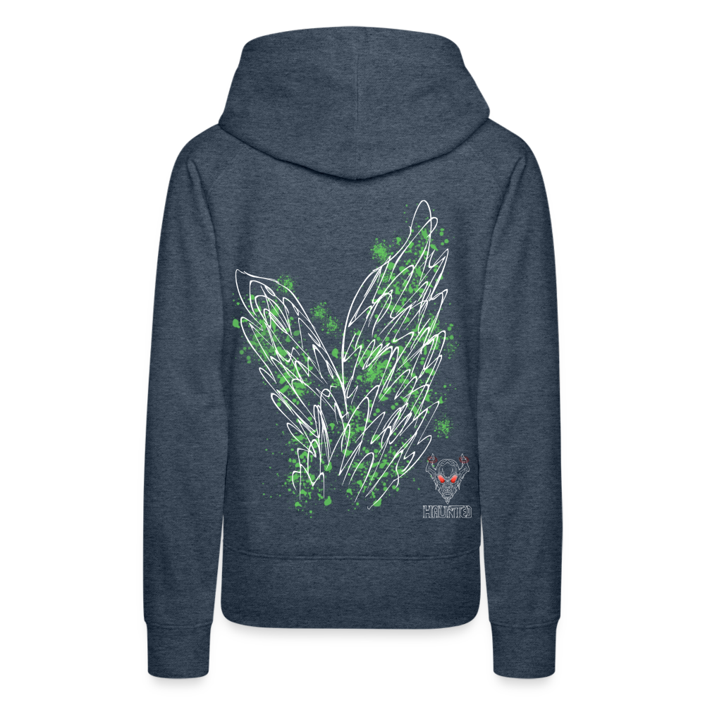 Women Hoodie Light Green Wings - Jeansblau
