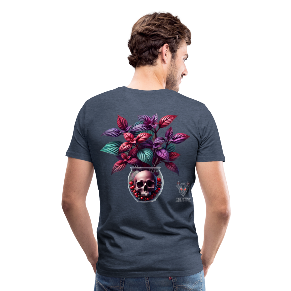 Men T-Shirt Skull Bloom Vase - Blau meliert
