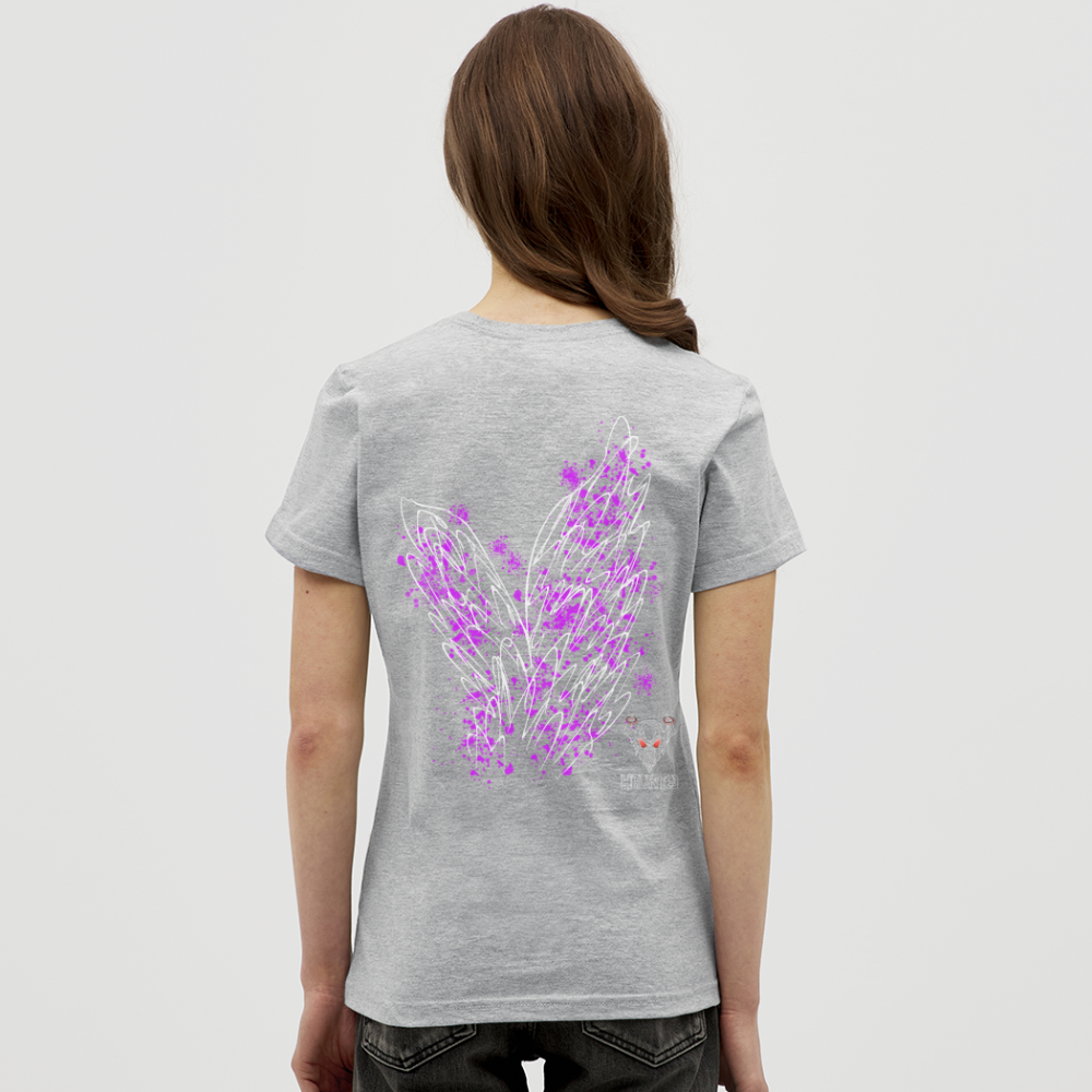 Women T-Shirt Pink Wings - Grau meliert