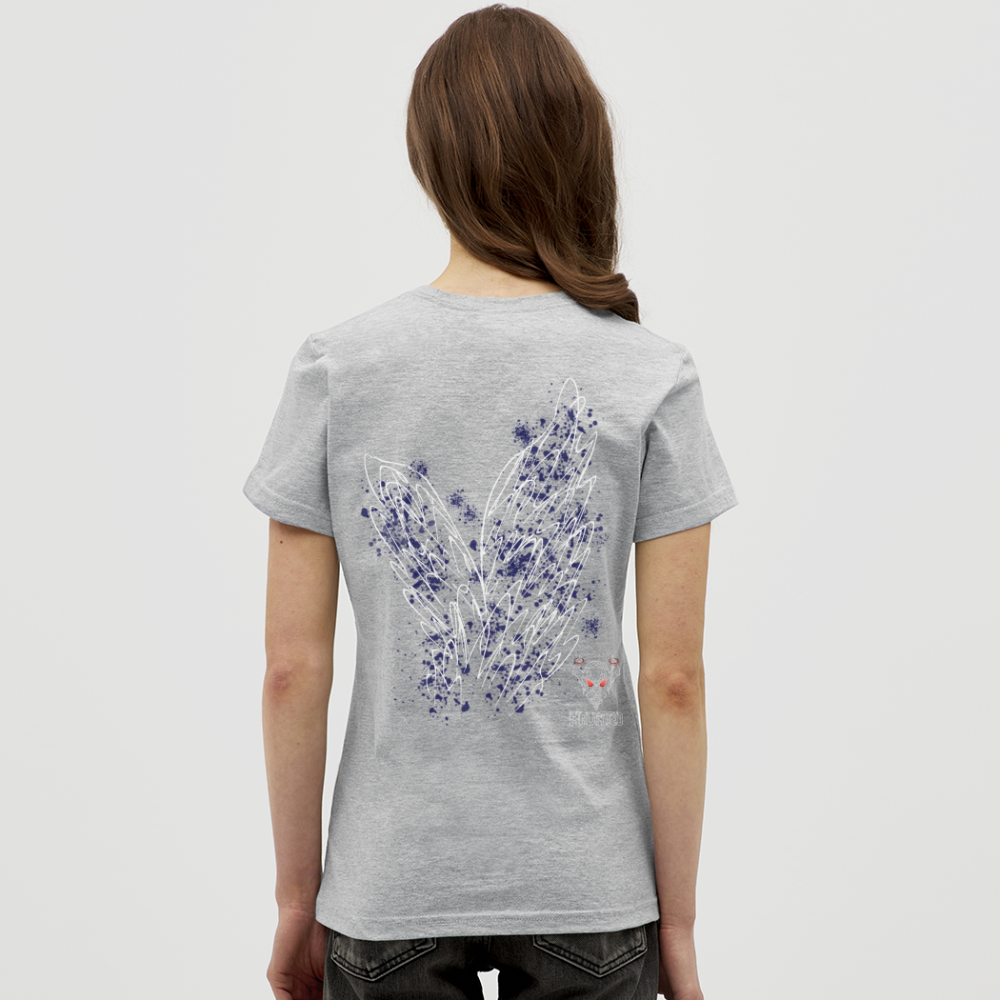 Women T-Shirt Dark Blue Wings - Grau meliert