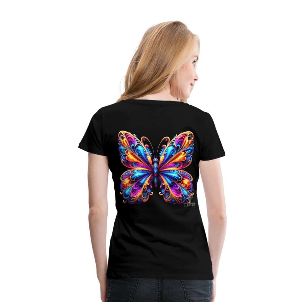 Woman T-Shirt Vibrant Butterfly Elegance - Schwarz