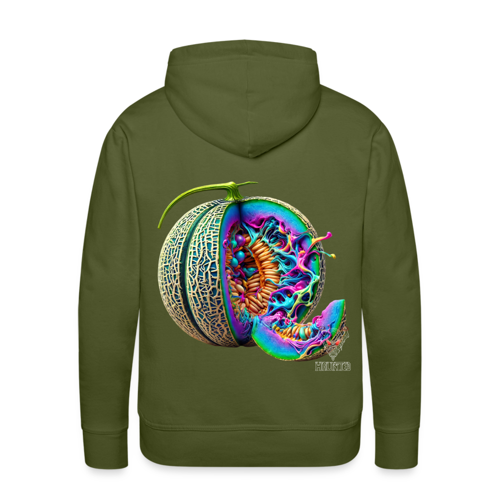 Men Hoodie Neon Melon Art - Olivgrün