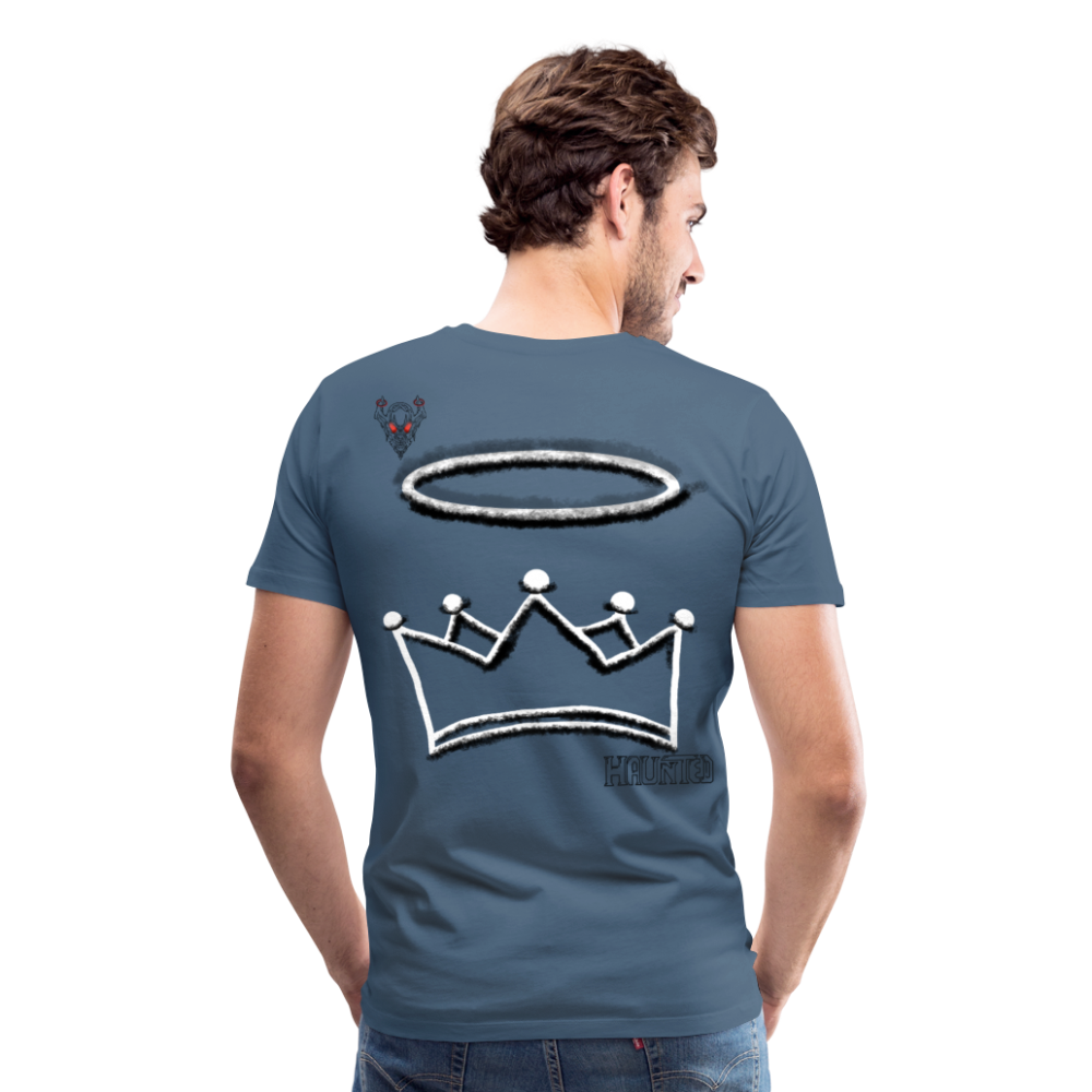 Man T-Shirt Crown and Ring Dark - Blaugrau