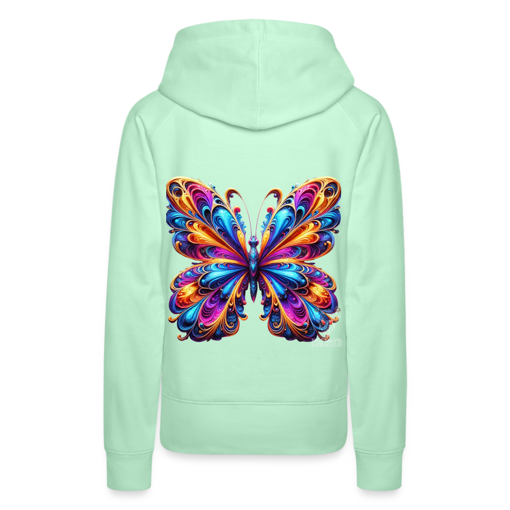 Woman Hoodie Vibrant Butterfly Elegance - helles Mintgrün