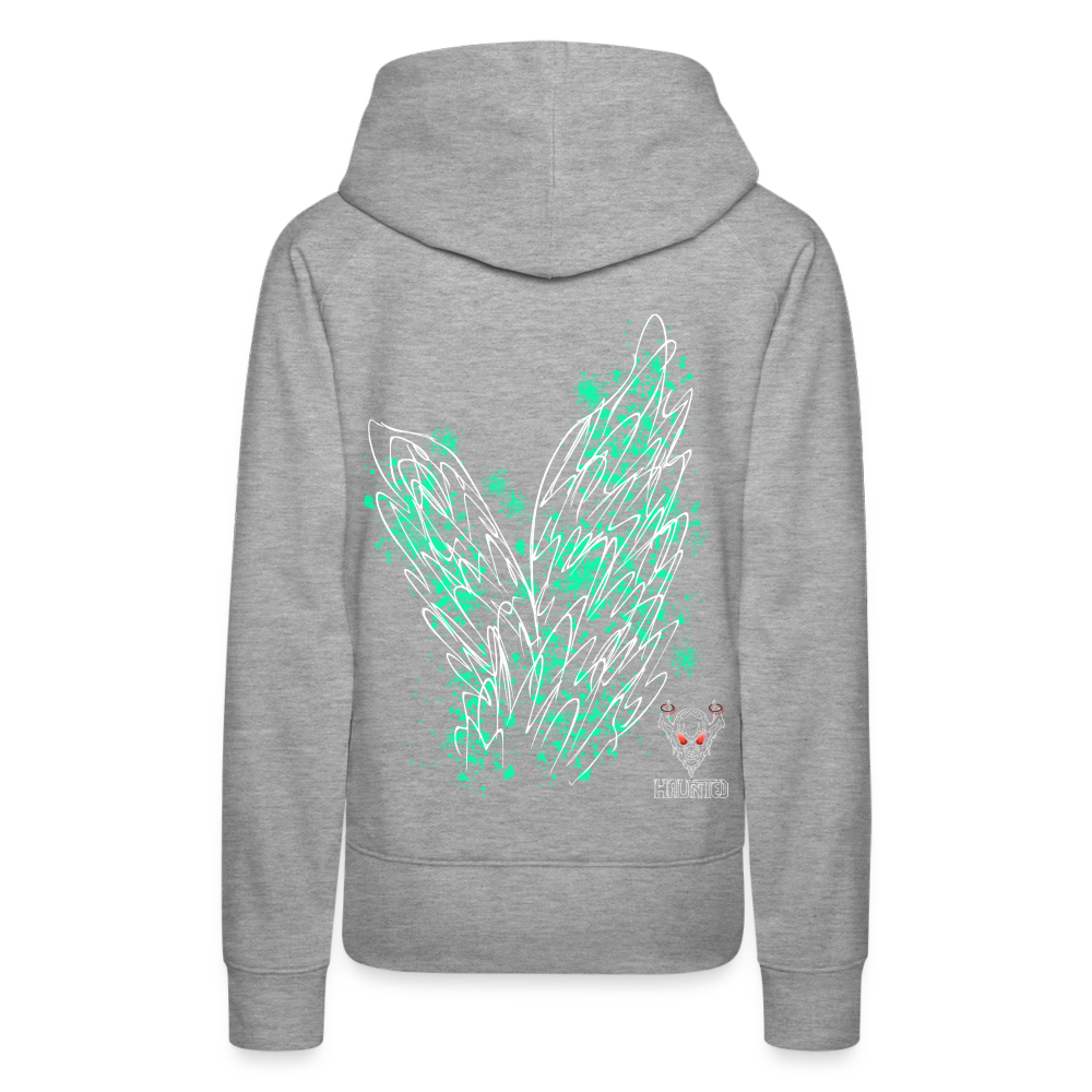 Women Hoodie Turquoise Wings - Grau meliert