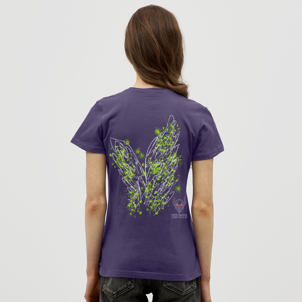 Women T-Shirt Poison Green Wings - Dunkellila