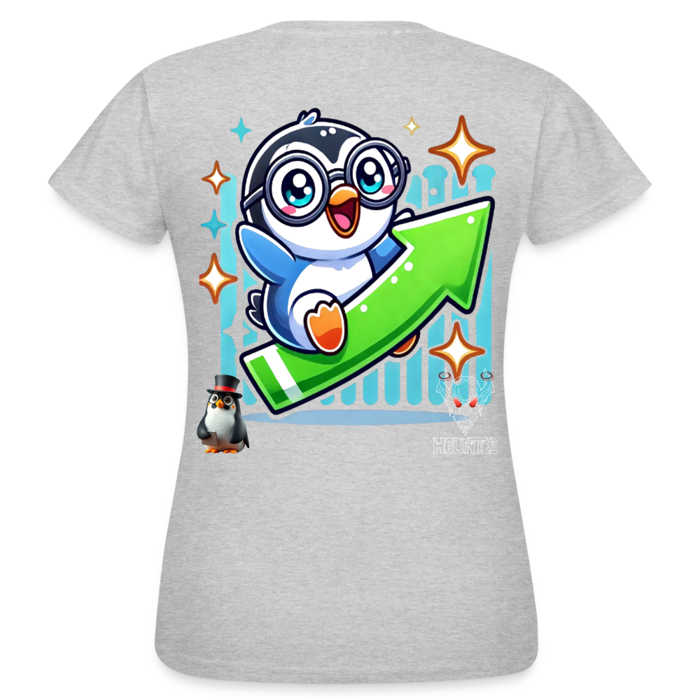 Women T-Shirt KasPenguin Riding the Trend - Grau meliert