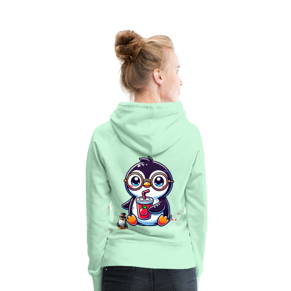 Women Hoodie KasPenguin with Drink - helles Mintgrün