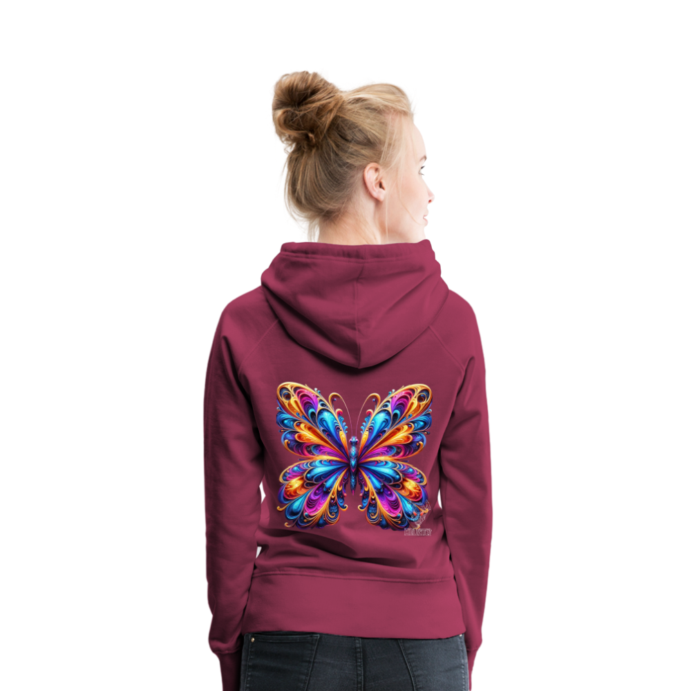 Woman Hoodie Vibrant Butterfly Elegance - Bordeaux