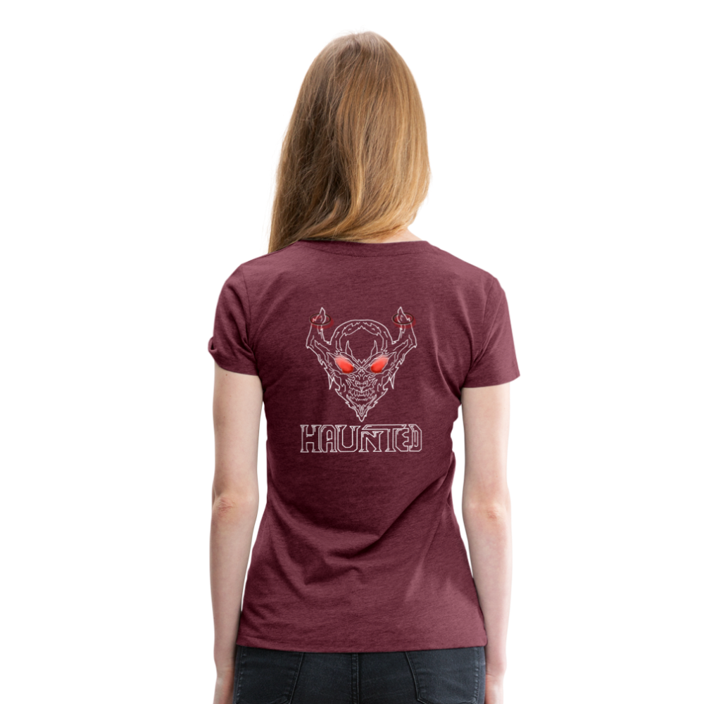Women T-Shirt Deamon White - Bordeauxrot meliert