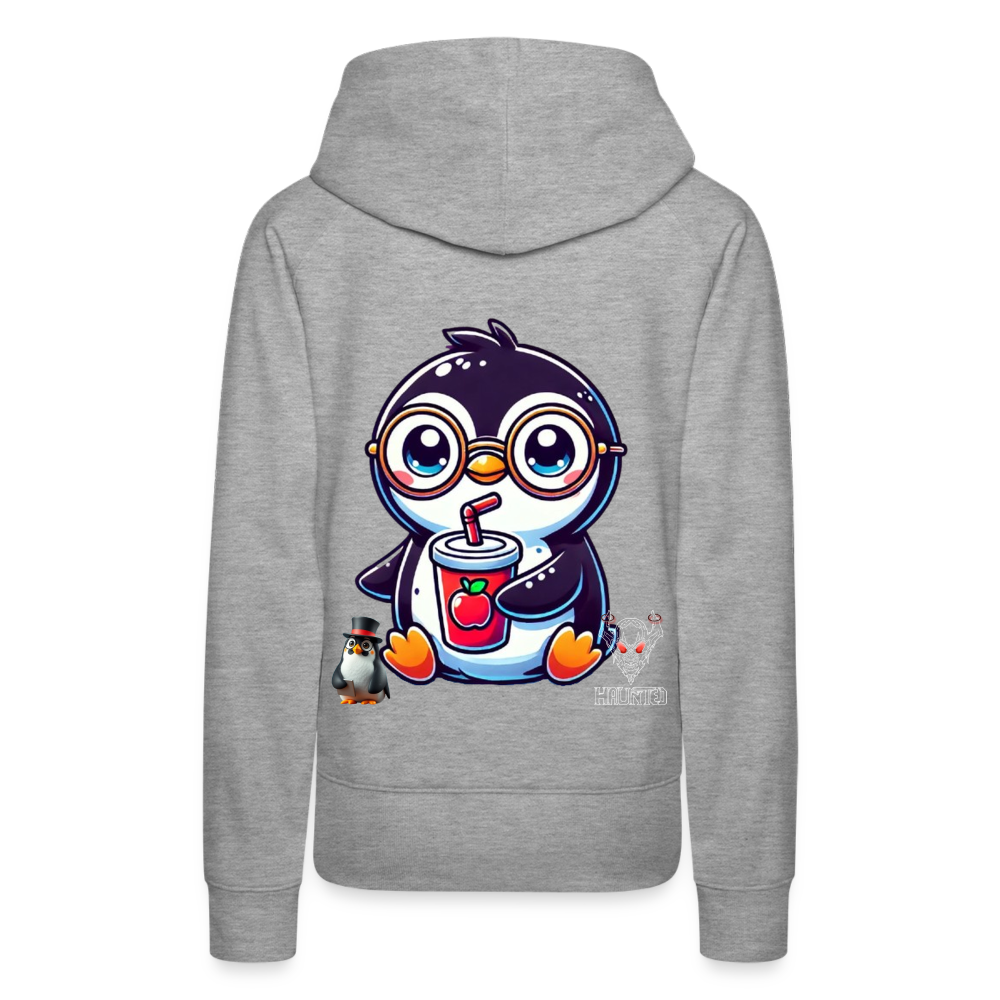 Women Hoodie KasPenguin with Drink - Grau meliert