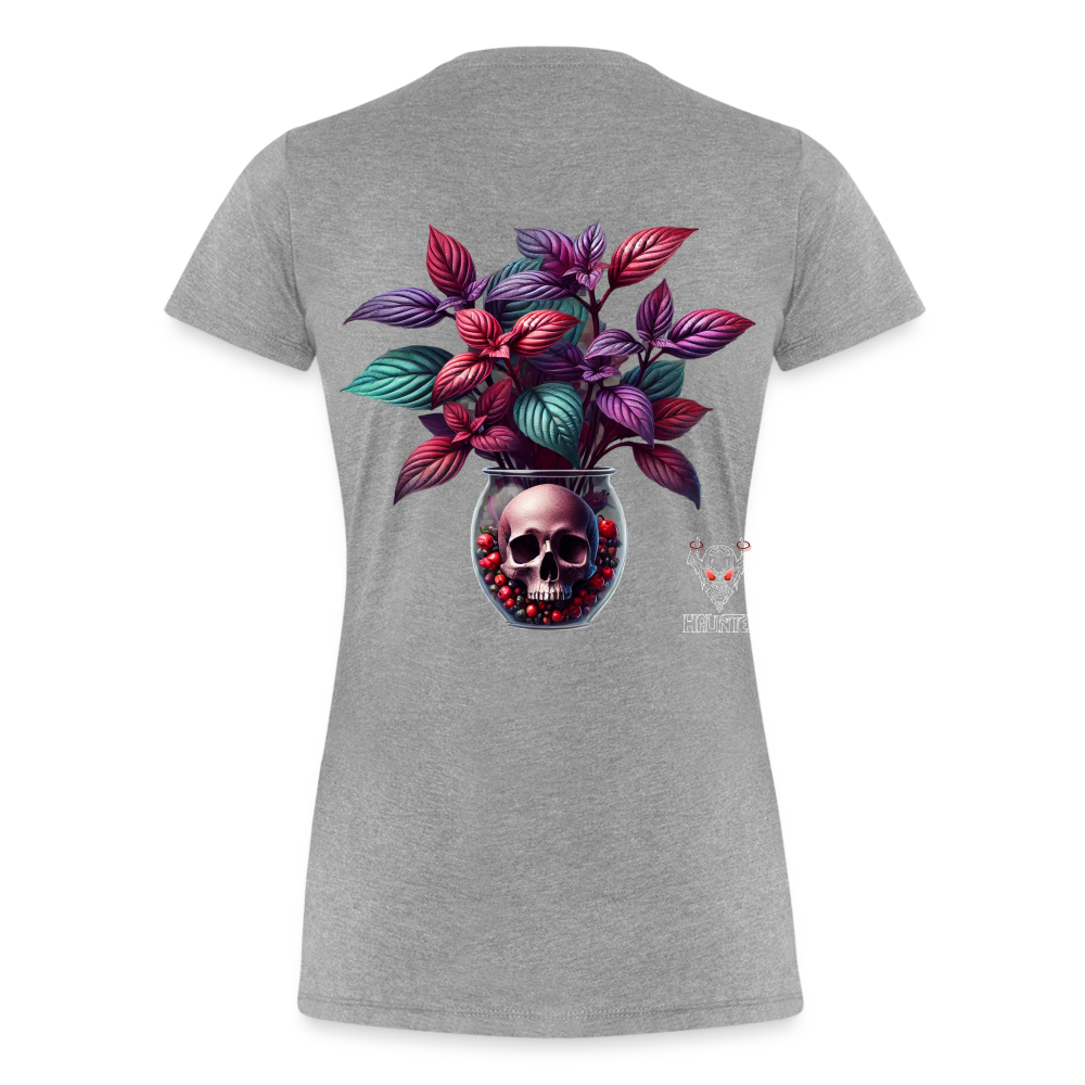 Woman T-Shirt Skull Bloom Vase - Grau meliert