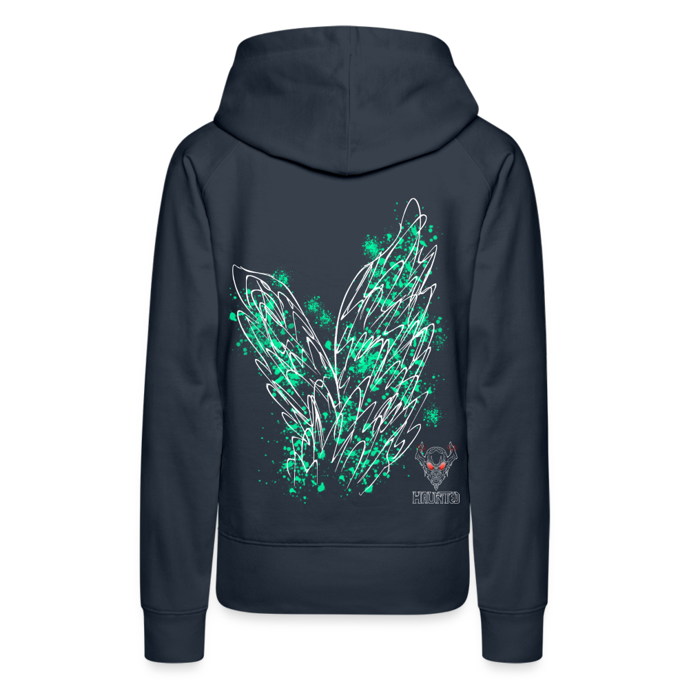 Women Hoodie Turquoise Wings - Navy