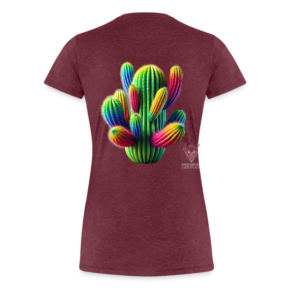Woman T-Shirt Prismatic Cactus Bloom - Bordeauxrot meliert