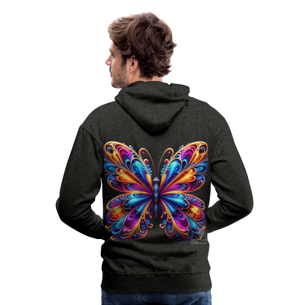 Men Hoodie Vibrant Butterfly Elegance - Anthrazit