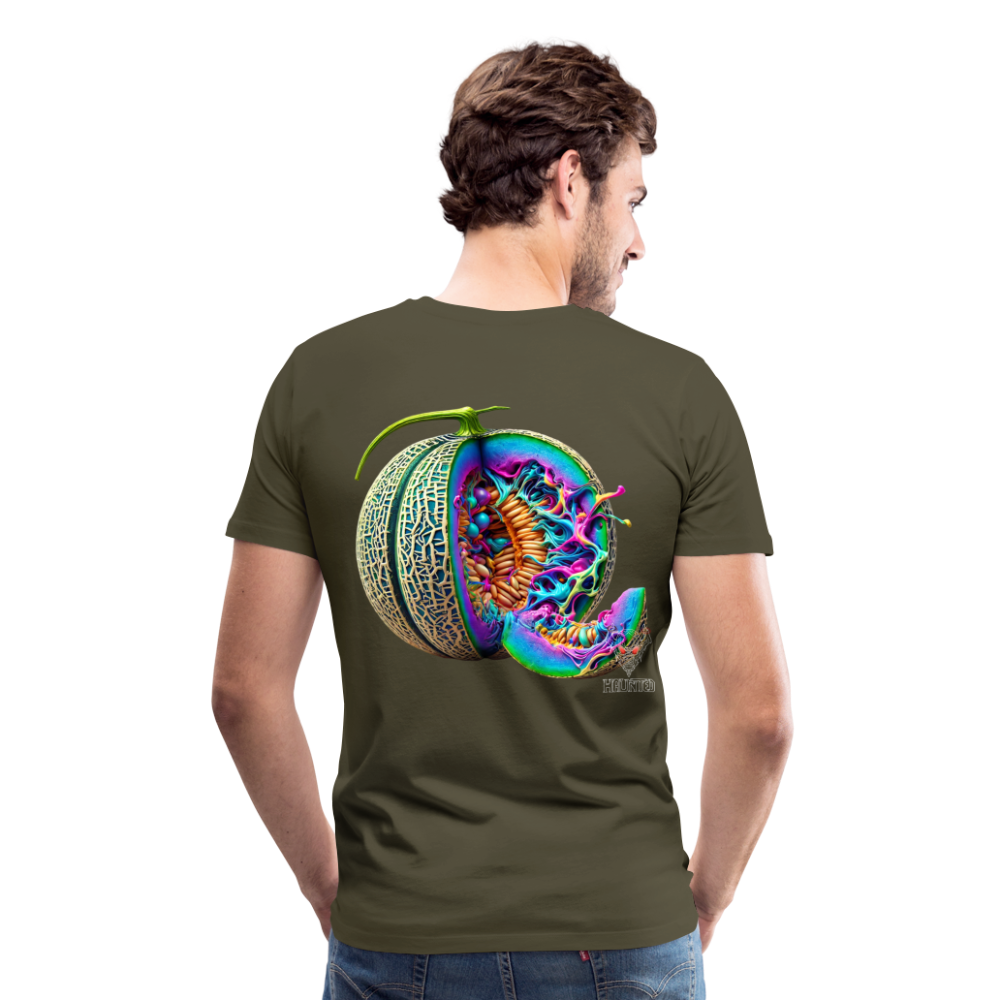 Men T-Shirt Neon Melon Art - Khaki