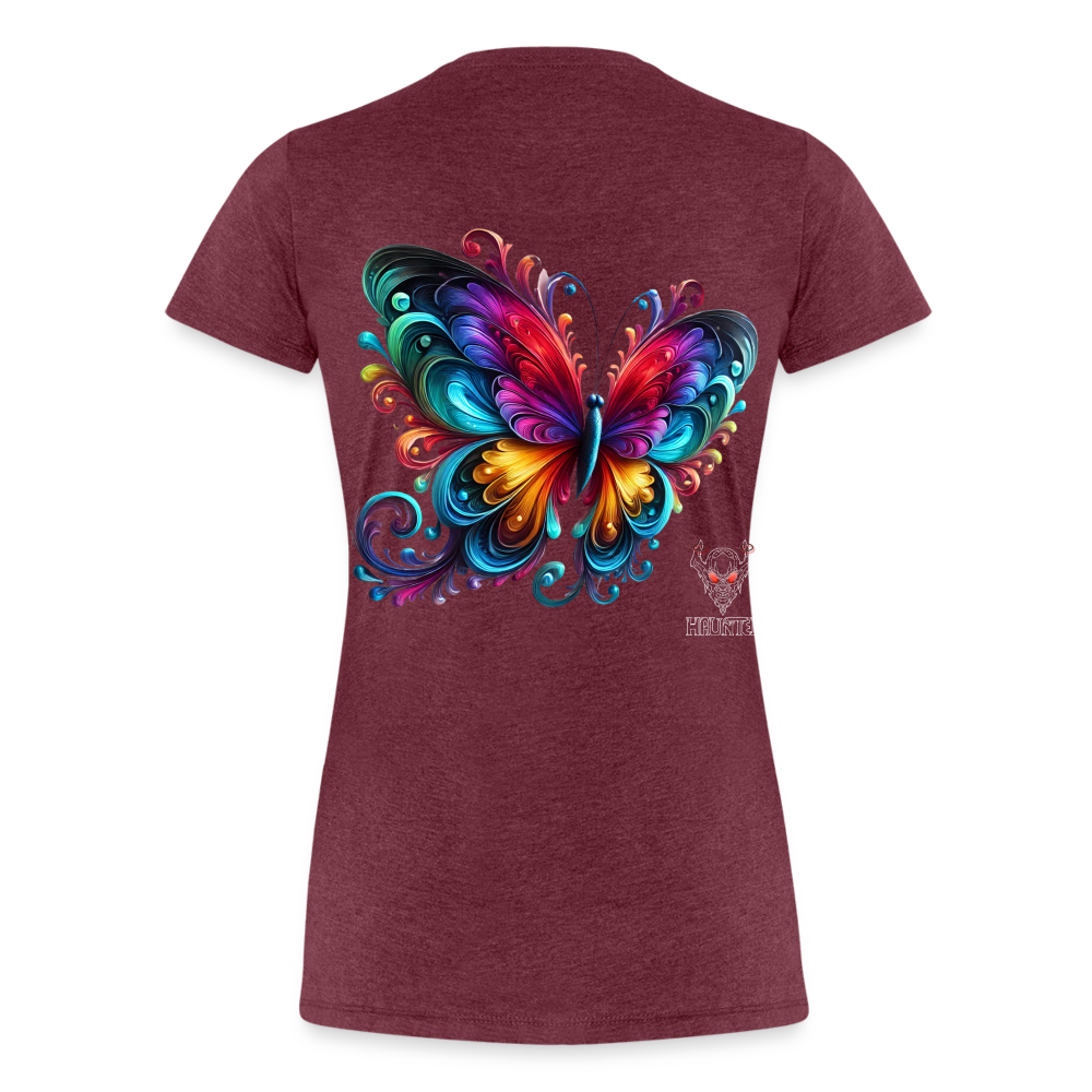 Woman T-Shirt Radiant Butterfly Art - Bordeauxrot meliert