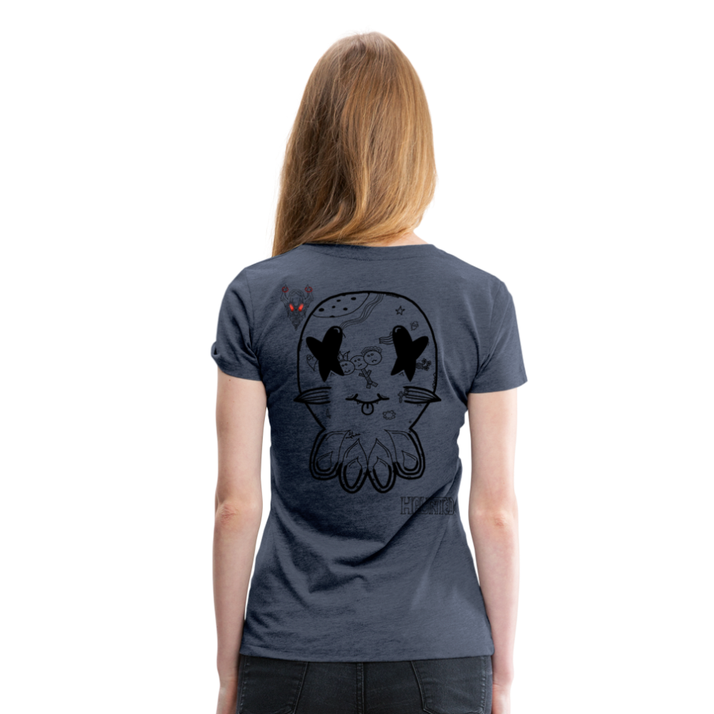 Woman T-Shirt Ghost Doodle Dark - Blau meliert