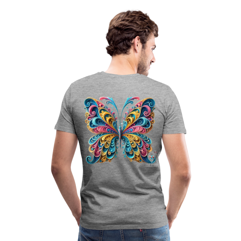 Men T-Shirt Whimsical Butterfly Harmony - Grau meliert