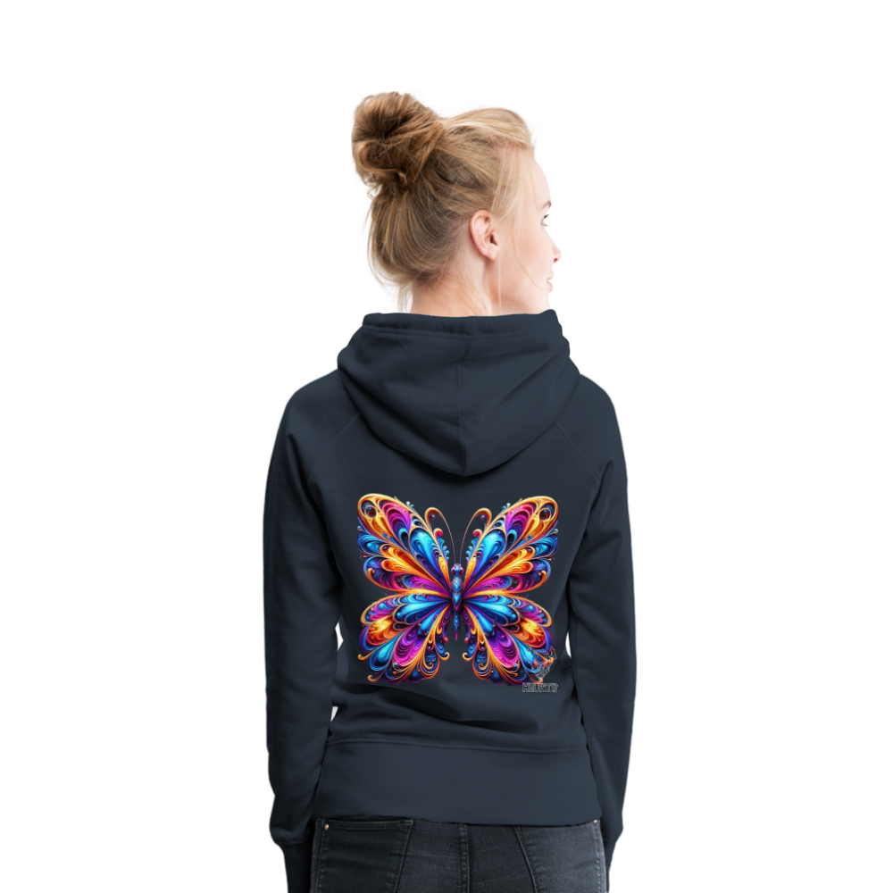 Woman Hoodie Vibrant Butterfly Elegance - Navy