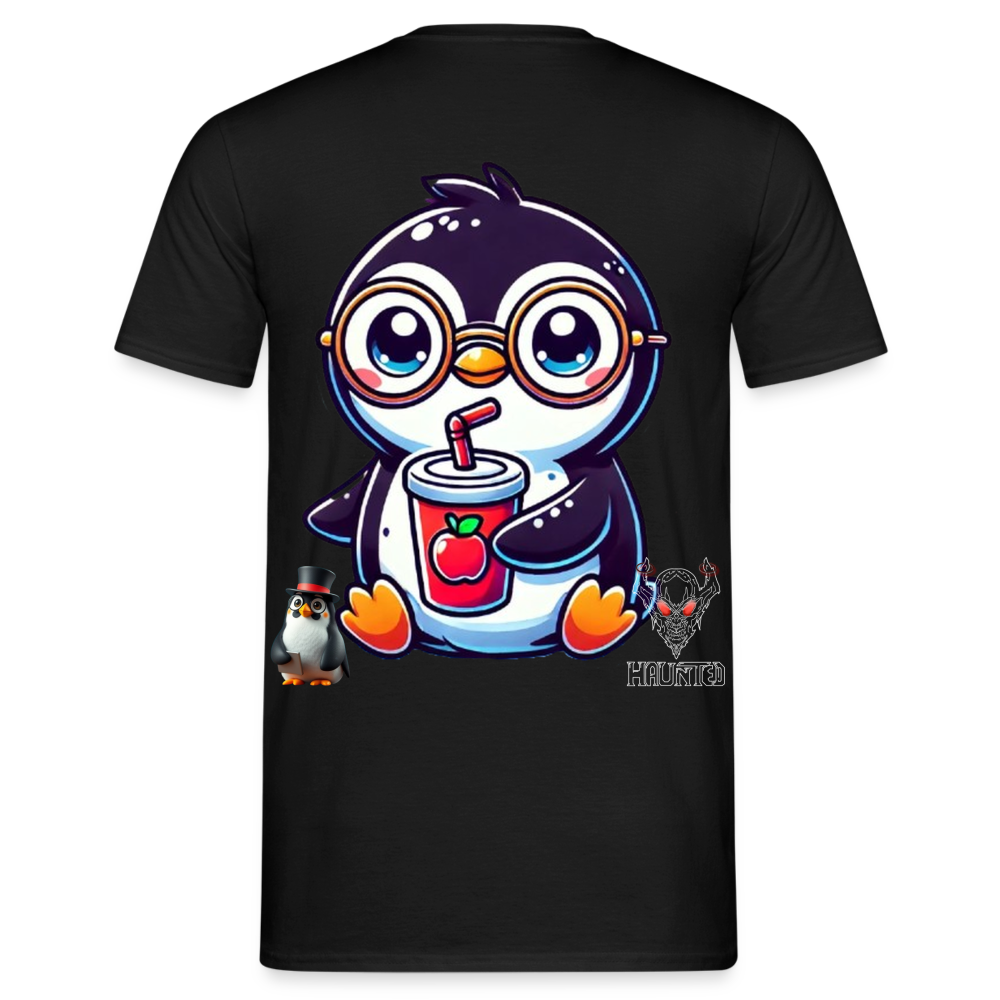 Men T-Shirt KasPenguin with Drink - Schwarz