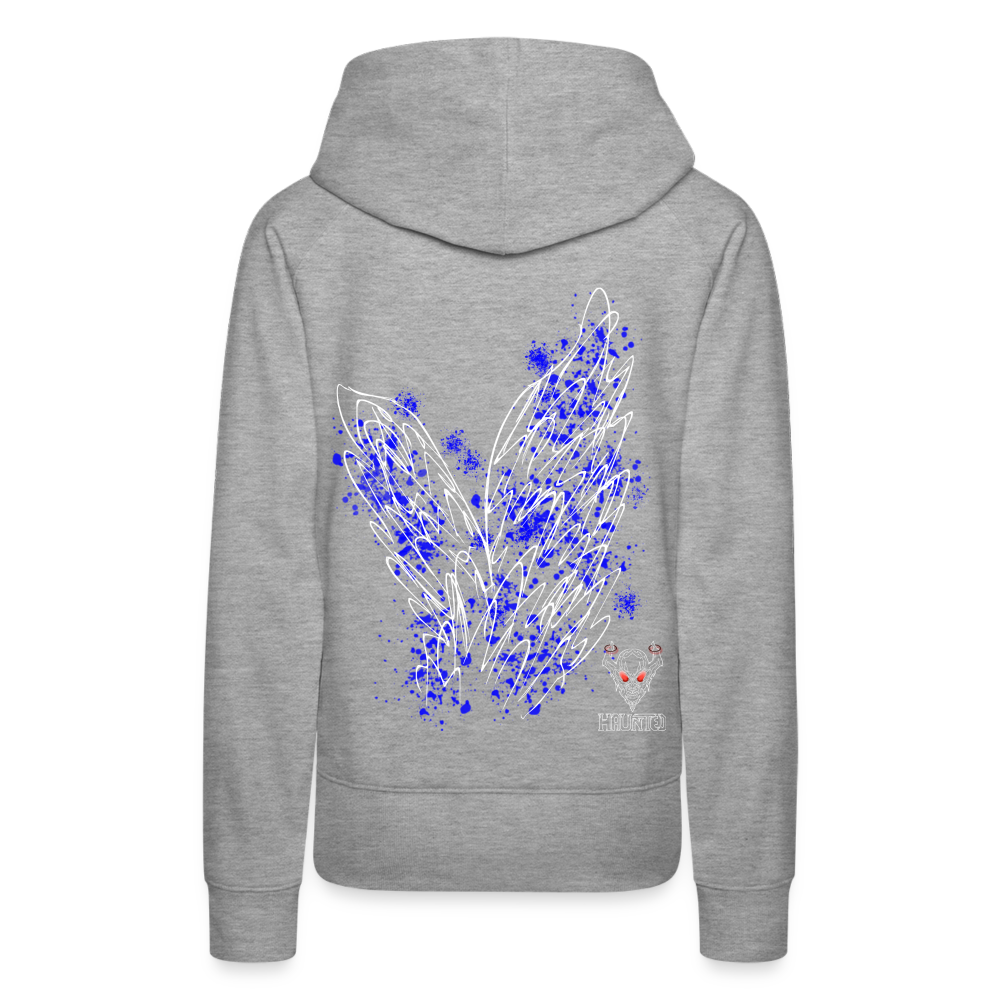 Women Hoodie Blue Wings - Grau meliert