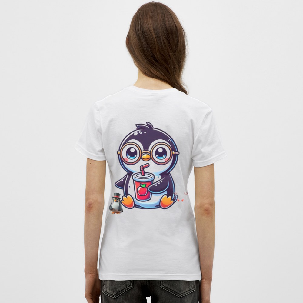 Women T-Shirt KasPenguin with Drink - Weiß
