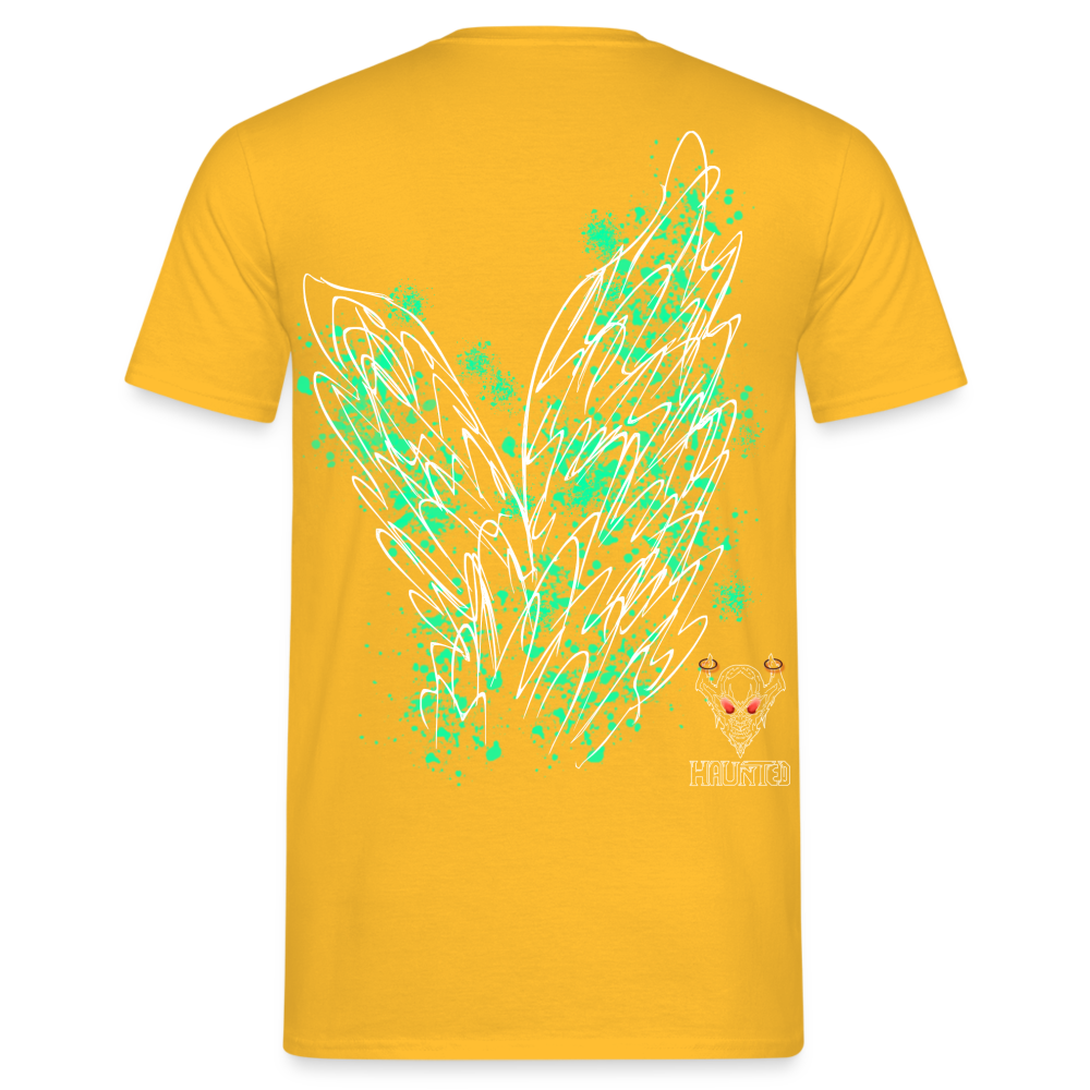 Men T-Shirt Turquoise Wings - Gelb