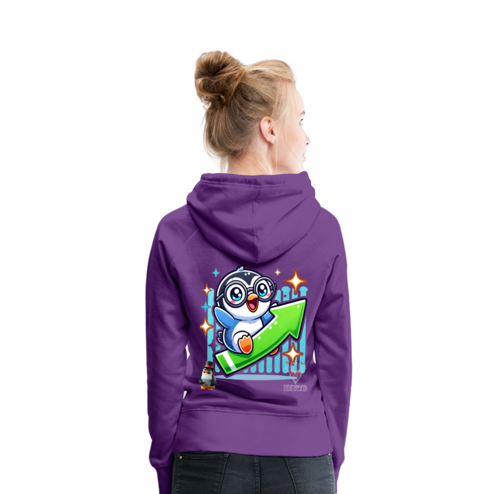 Women Hoodie KasPenguin Riding the Trend - Purple