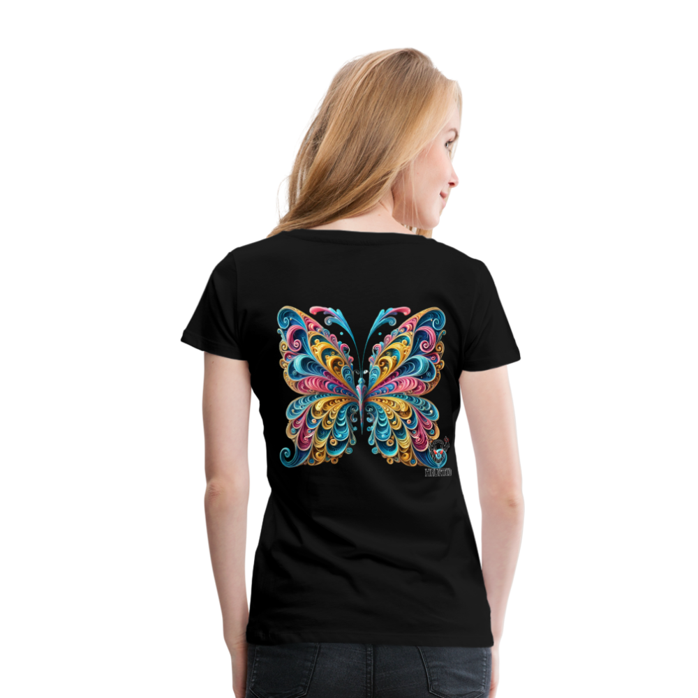 Woman T-Shirt Whimsical Butterfly Harmony - Schwarz