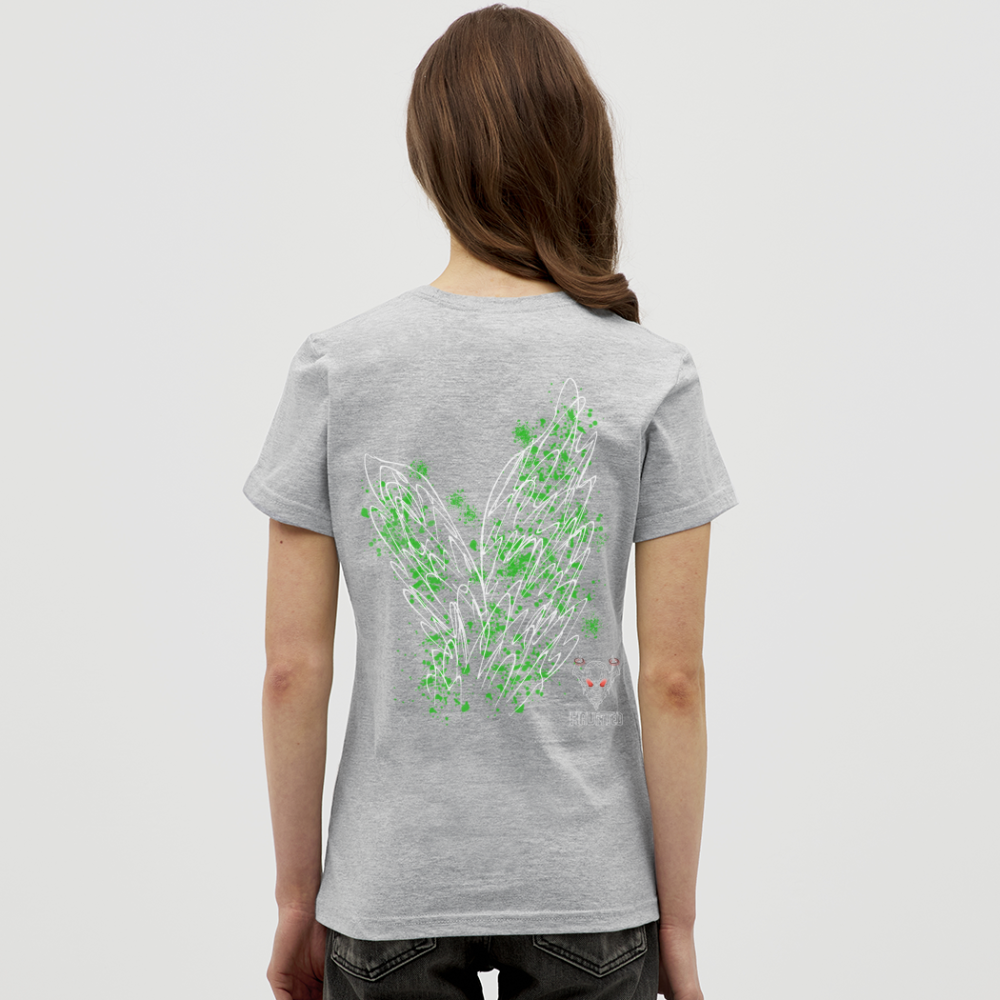 Women T-Shirt Green Wings - Grau meliert
