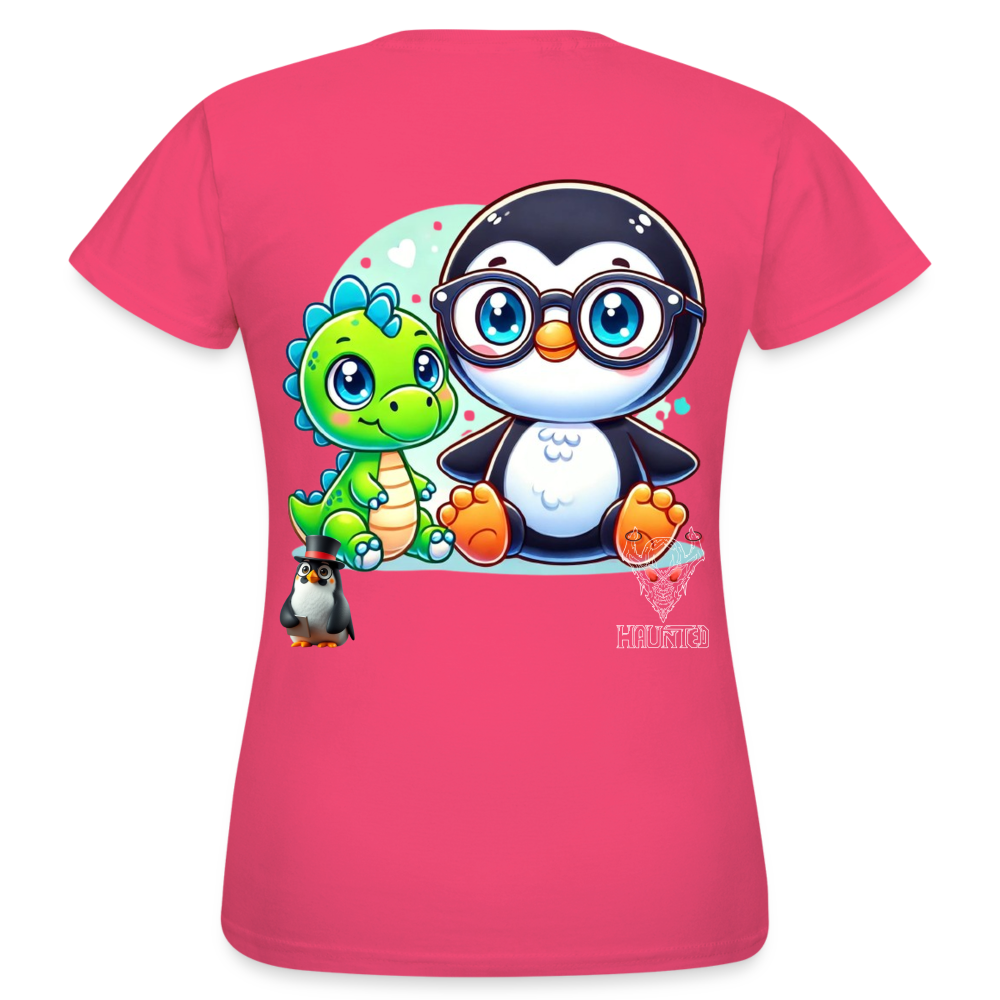 Women T-Shirt KasPenguin with Dinosaur - Azalea