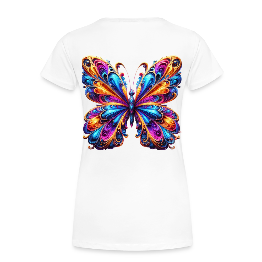 Woman T-Shirt Vibrant Butterfly Elegance - Weiß